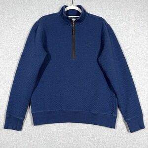 Southern Tide Shirt Mens‎ Medium Quilted 1/4 Zip Pullover Sweater Blue Coastal
